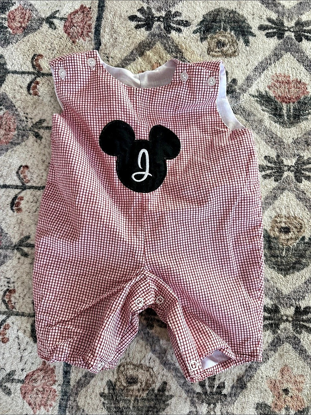 Classic Whimsy Baby 3M Gingham Mickey Romper